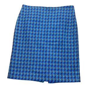 TALBOTS‎ wool blend Plaid Check Houndstooth grey blue Pencil Skirt s 12
